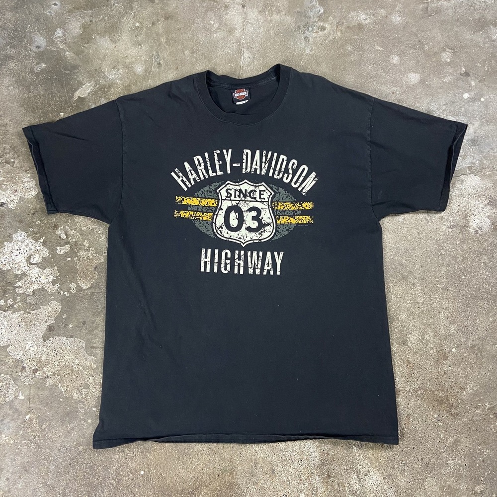 Harley Davidson T-Shirt Size 2XL Black 03 Highway Texas Motorcycle Graphic